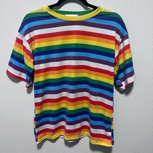 Non Binary Pride Rainbow Striped T-Shirt Size Medium